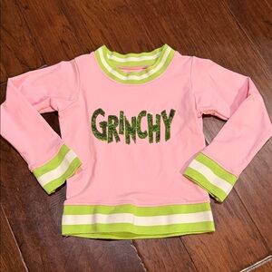 Grinchy Pink and Green Kids Long Sleeve Tee